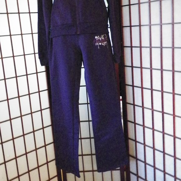 Swalosky Jrs 2PC Purple Jog Set Flare Pants Zip Up Hoodie - Picture 3 of 13